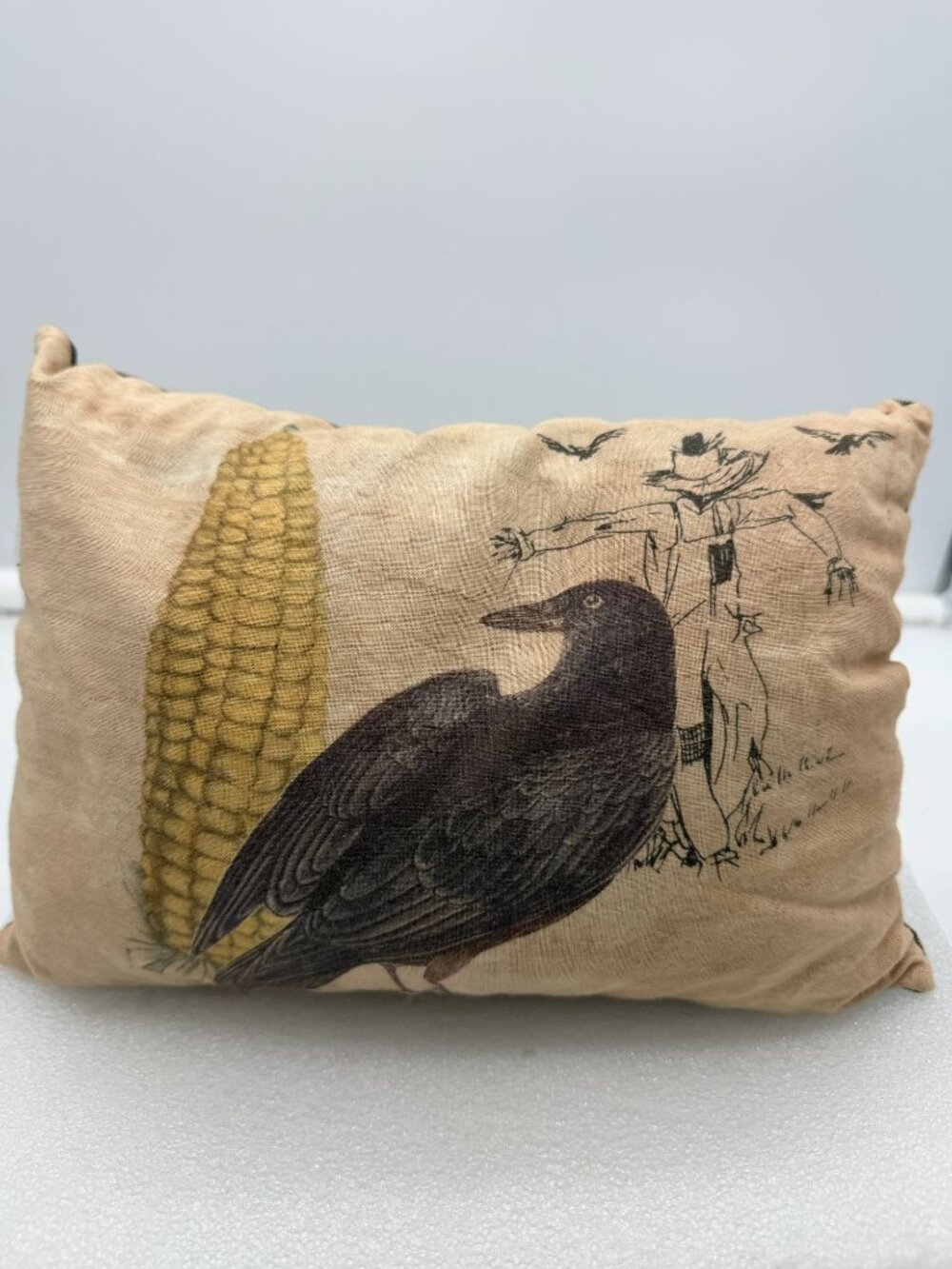 Primitive Rustic Decorative Accent Throw Pillow Crow Scarecrow Fall Theme